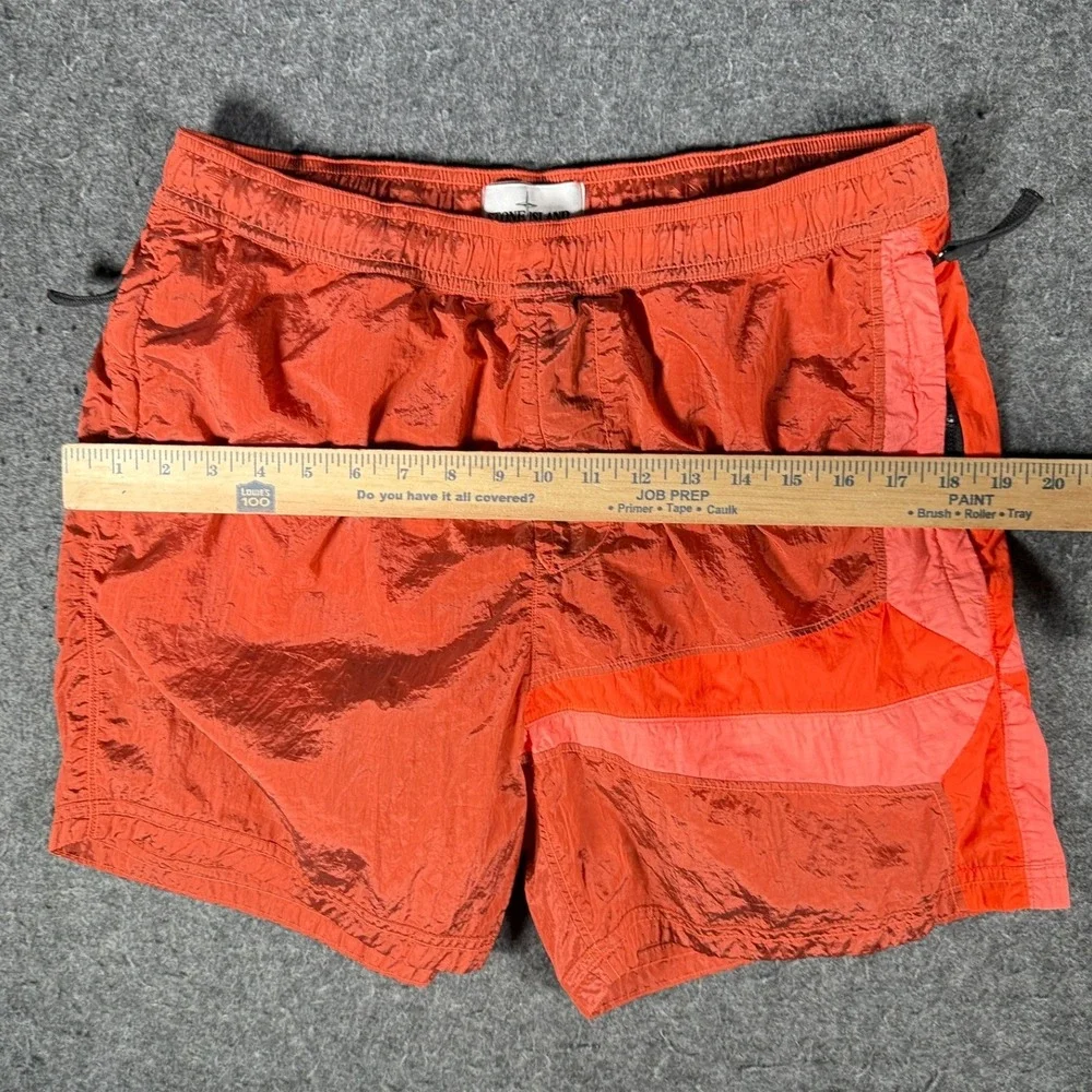 Stone Island Nylon Metal Swim Shorts Orange Coral Colorblock Mens Medium